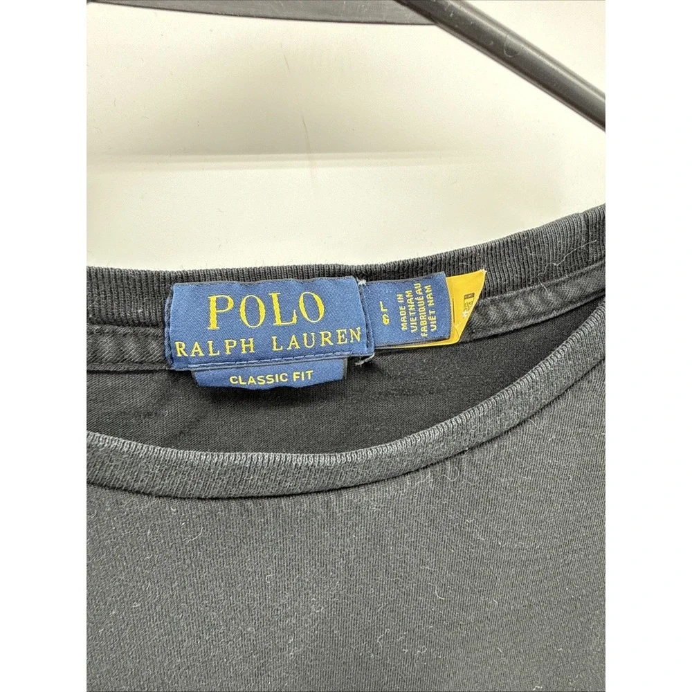 Polo Ralph Lauren Men's Black Box Logo Graphic Crew-Neck T-Shirt Sz L‎